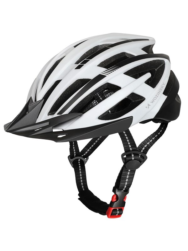 Wozinsky MTB Bicycle Helmet with Detachable Visor and USB Rear Light 54-57 cm - Black & White