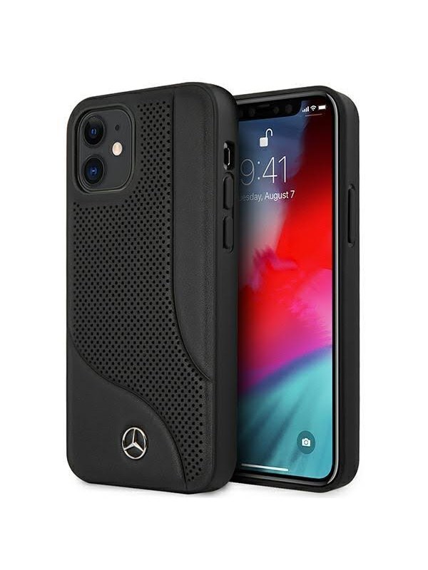 Mercedes Leather Perforated Area Case for iPhone 12 mini - Black