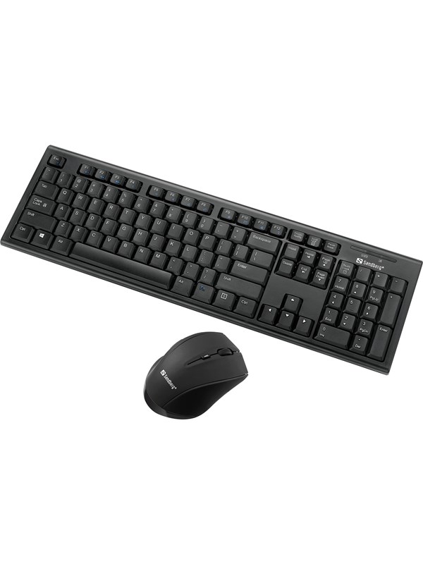 Sandberg Wireless Office DesktopSet - Näppäimistö ja Hiirisetti - ANSI - Musta