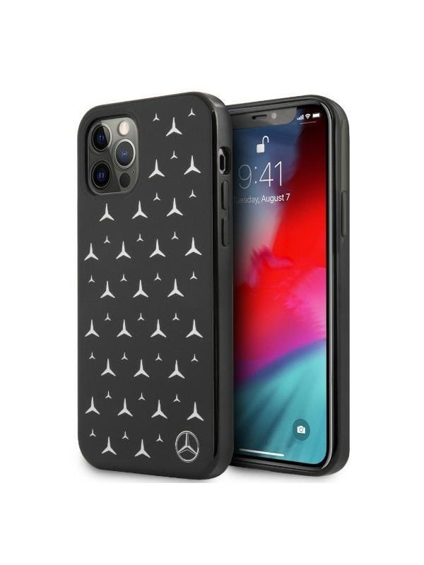 Mercedes Silver Stars Pattern Case for iPhone 12 Pro Max - Black