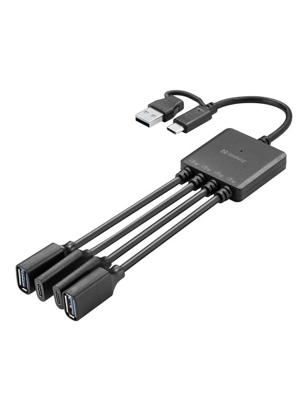 Sandberg USB-C/A to 2A+2C Splitter USB hub - 4 porttia - Musta