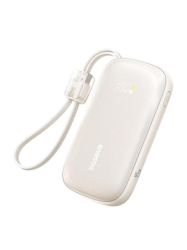 Baseus EnerFill FC21 Qpow 3 Ultra 10000mAh 45W Power Bank with Digital Display and Detachable USB-C - Lightning Cable - Titanium Powerbank - 10000 mAh