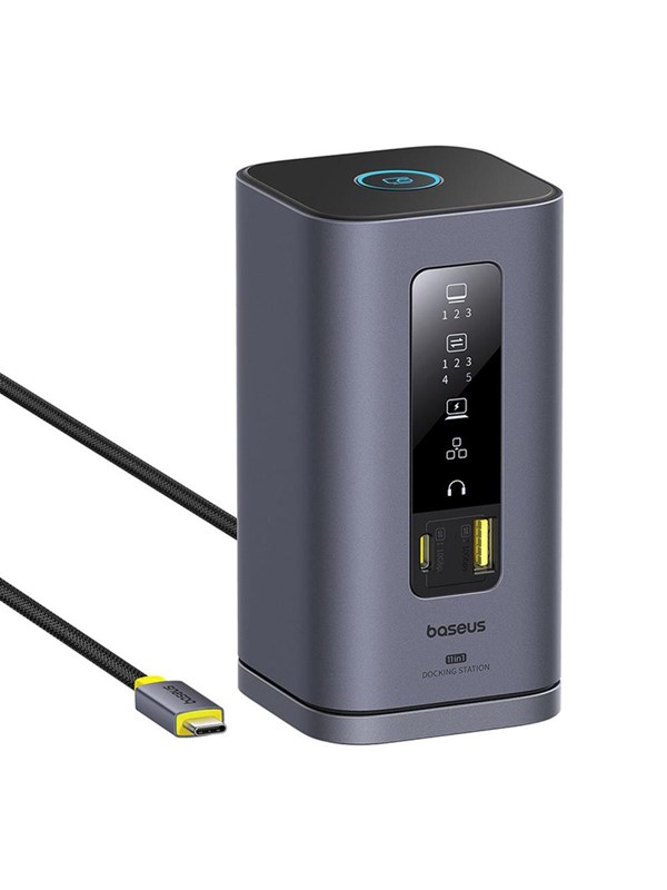 Baseus Spacemate hub USB-C 11in1 docking station USB hub - 11 porttia - Harmaa