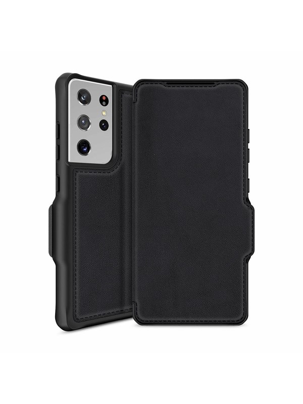 ITSKINS HYBRID FOLIO cover for Samsung Galaxy S21 Ultra 4G / 5G®. Black with recycled leather
