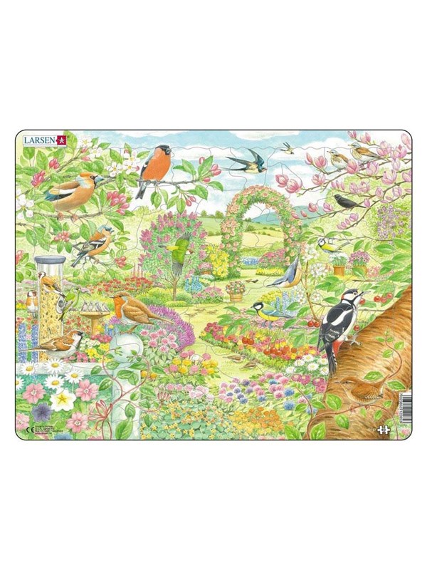Larsen Puzzles Puzzle birds and flowers in the garden - 60 pieces Maxi (36.5x28.5 cm) Lattia