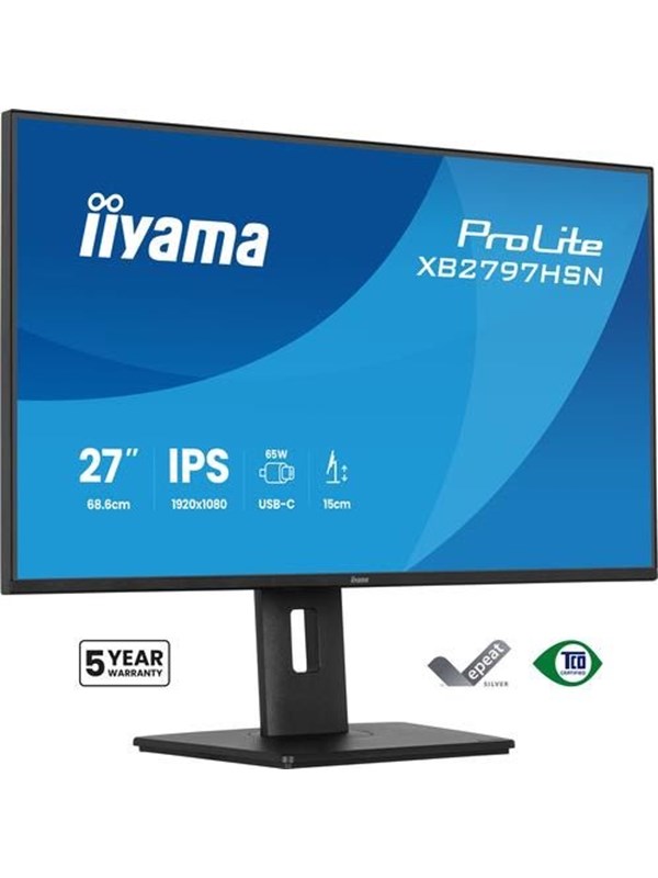 27" iiyama ProLite XB2797HSN - 1920x1080 (FHD) - 100Hz - IPS - 65W USB-C