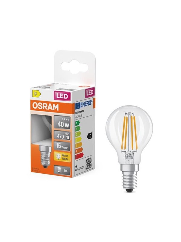 Osram LED-lamppu Mini-ball 3,4W/827 (40W) Clear E14