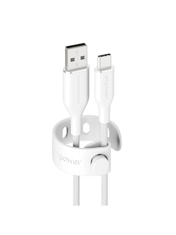 empower by PanzerGlass Racing 60W USB-A to USB-C Cable | USB 2.0 | 1.2M | Silver White