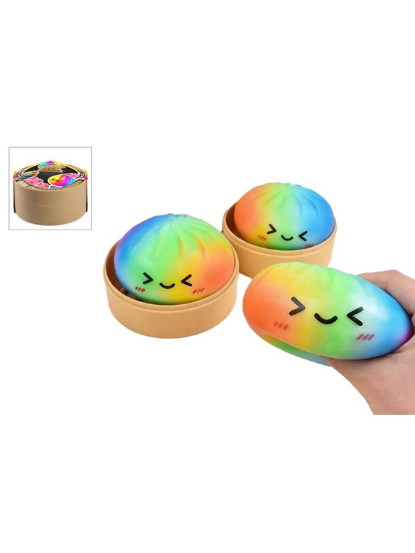 Trend Toys Kawaii Rainbow Foam Dumplings 8,5cm höyrytyskorissa