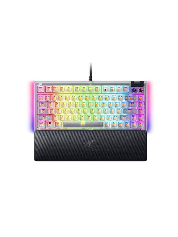 Razer BlackWidow V4 75% Hotswap - Tactile Mechanical - Phantom White Edition - Pelinäppäimistö - Englanti (US) - Valkoinen