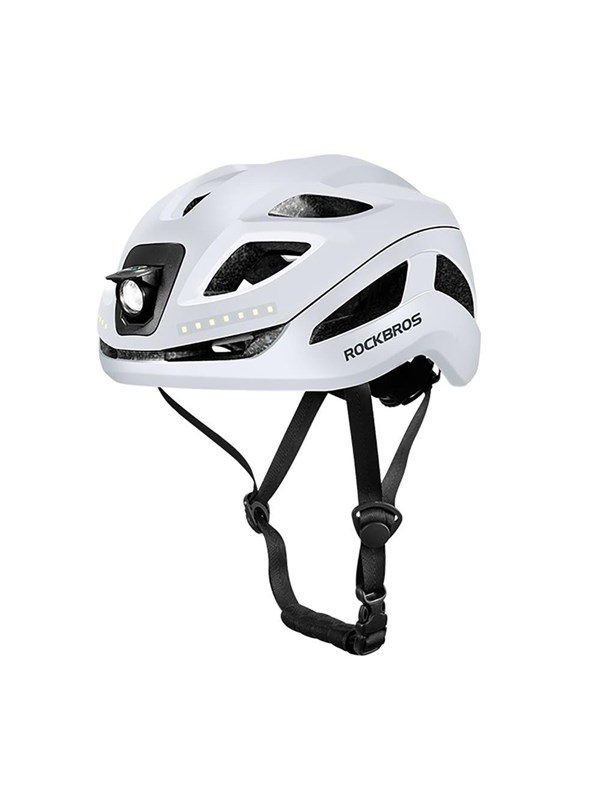 Rockbros ZK-077 Bicycle Helmet with Integrated Multi-Directional Lighting 57-61 cm - White