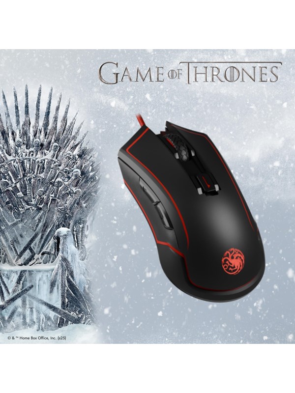 Lexip X TSUME - Targaryen Game of Thrones - mouse - ceramic skates - Wi-Fi USB - black red - Hiiri - Optinen - Punainen