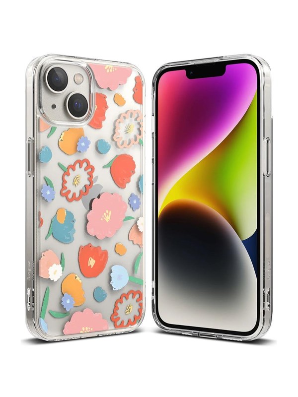 Ringke Fusion Design Armored Case Cover with Gel Frame iPhone 14 Plus Transparent (Floral) (FD637E31)