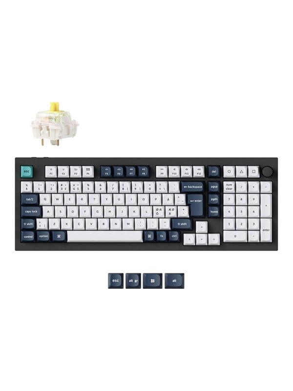 Keychron Q5 MAX 96% Knob Wireless Tri-Mode QMK/VIA - Gateron Jupiter Banana - Näppäimistö - Pohjoismainen - Musta