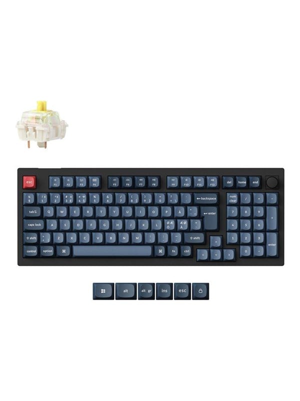 Keychron V5 MAX QMK/VIA Wireless RGB Hot Swap Jupiter Banana - Carbon Black - Pelinäppäimistö - ilman numpadia - Pohjoismainen - Musta