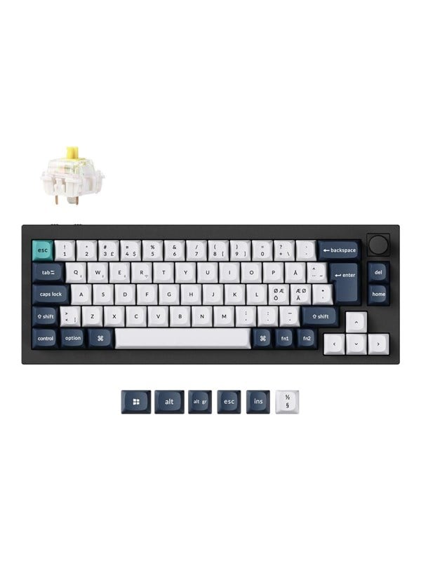 Keychron Q2 MAX - Knob Wireless Tri-Mode QMK/VIA - Gateron Jupiter Banana - Pelinäppäimistö - ilman numpadia - Pohjoismainen - Musta