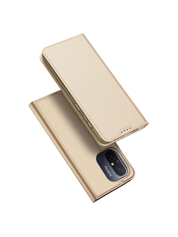 Dux Ducis Skin Pro Case for Xiaomi Redmi 11A / Poco C55 / Redmi 12C Flip Cover Card Wallet Stand Gold