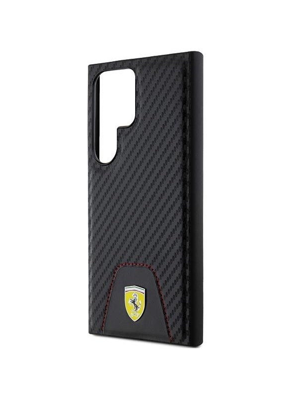 Ferrari Carbon Stitched Bottom Case for Samsung Galaxy S24 Ultra - Black