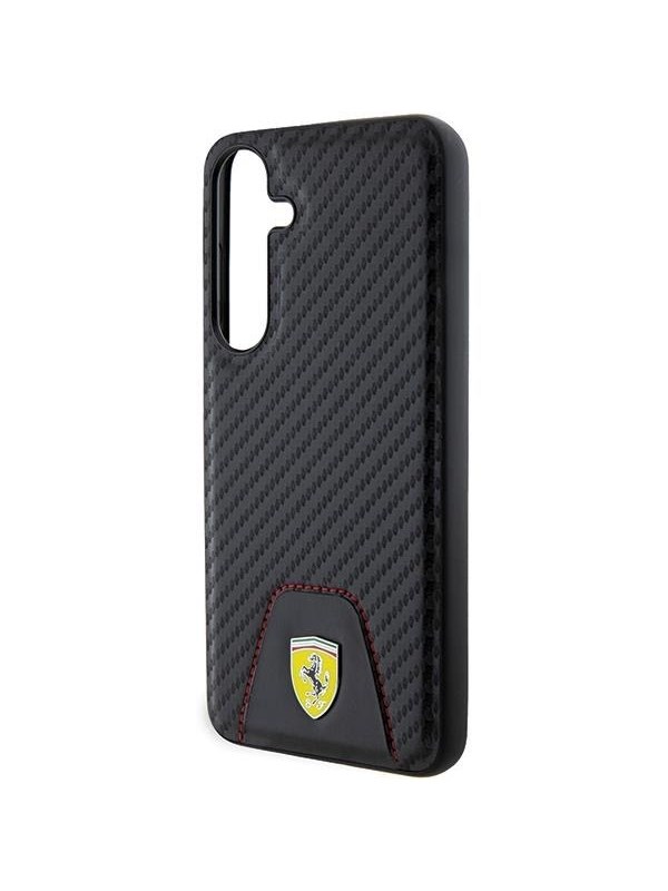 Ferrari Carbon Stitched Bottom Case for Samsung Galaxy S24+ - Black