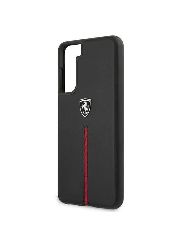 Ferrari Off Track Leather Nylon Stripe Case for Samsung Galaxy S21+ - Black