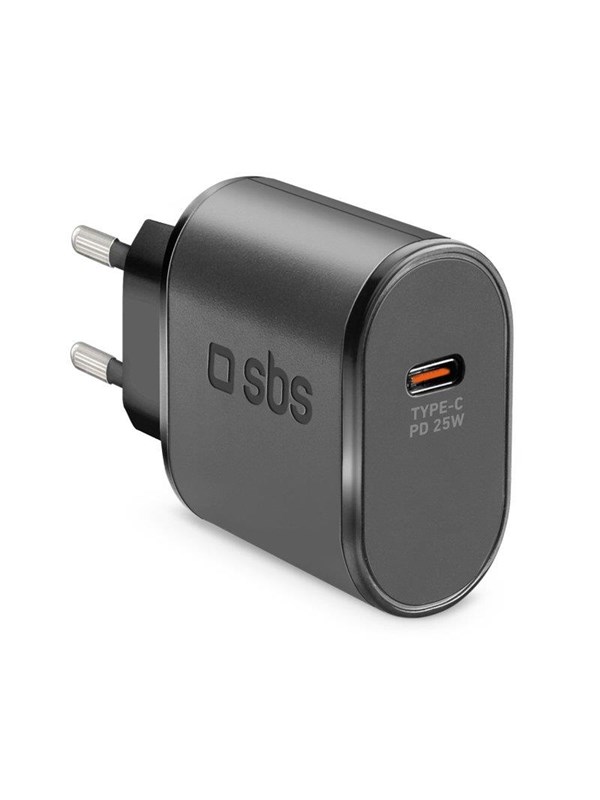 SBS TETR1CPD25 25W USB-C Wall Charger with Power Delivery - Black