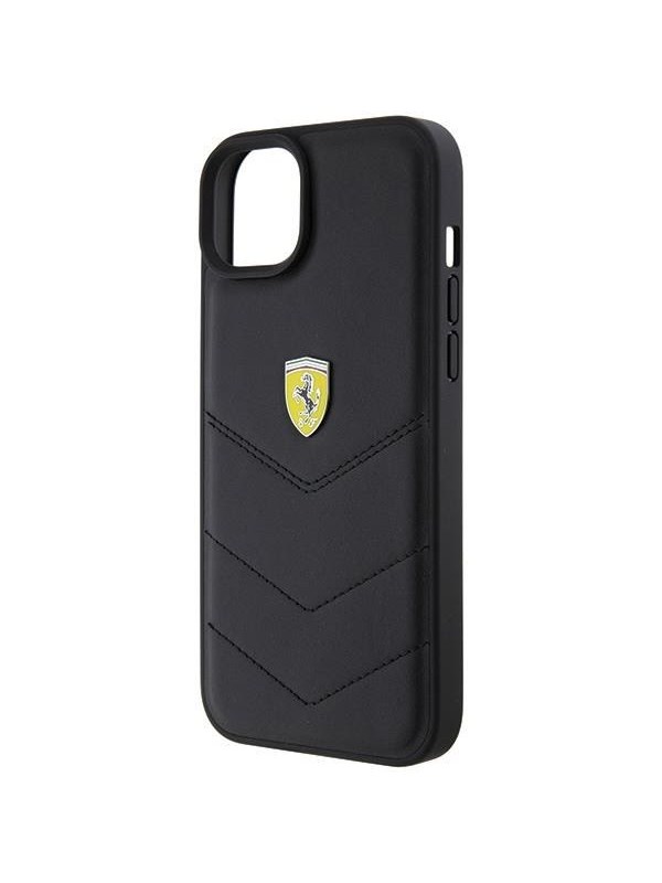 Ferrari Quilted Metal Logo Case for iPhone 15 Plus - Black