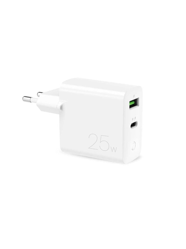 Puro 25W Power Delivery USB-A USB-C Wall Charger - White
