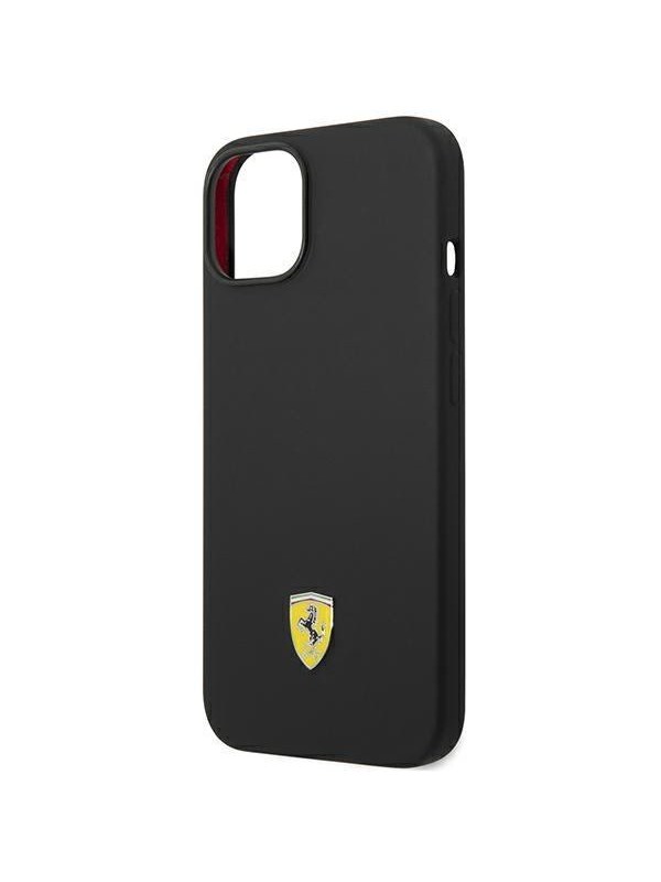 Ferrari Silicone Metal Logo Case for iPhone 14 Plus - Black