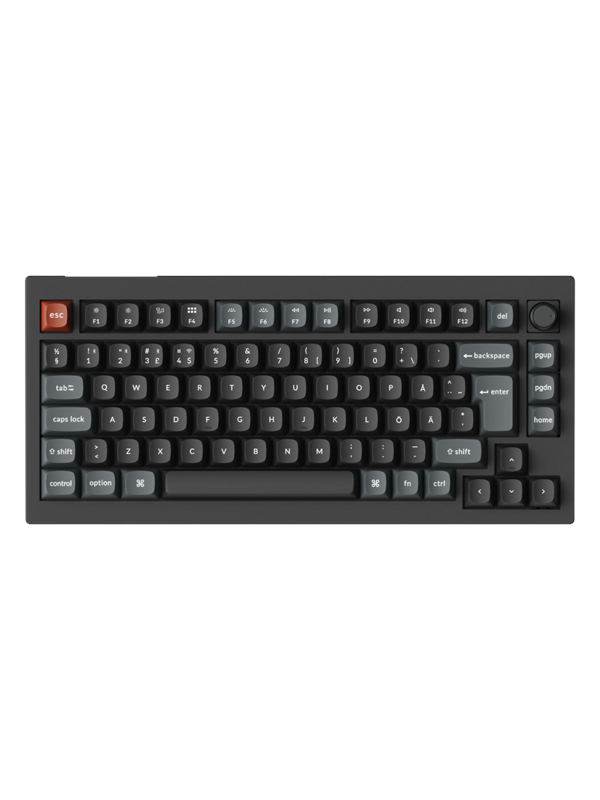 Keychron V1 Ultra 75% 8K Wireless Tri-Mode - POM Red - Pelinäppäimistö - ilman numpadia - Pohjoismainen - Musta