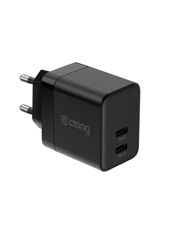 CRONG Ultra Compact GaN - 2x USB-C 35W PD 3.0 Wall Charger with PPS (Black)