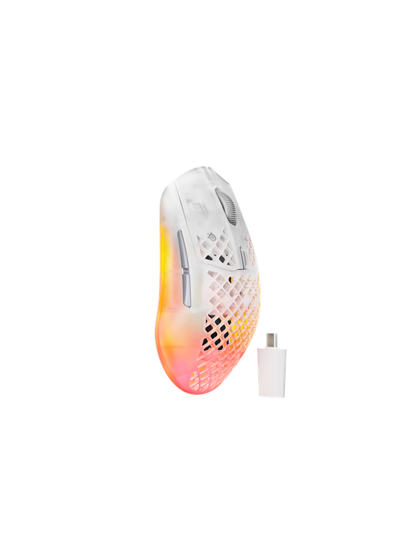 SteelSeries Aerox 3 WL Gen 2 (Ghost) - Pelihiiri - Optinen - 5 painiketta - Valkoinen RGB-valolla