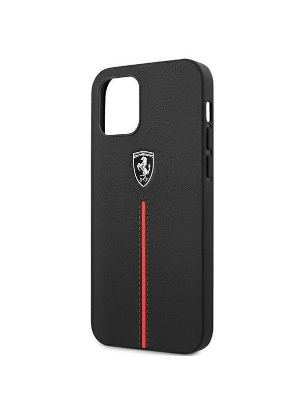 Ferrari Off Track Leather Nylon Stripe Case for iPhone 12 Pro Max - Black