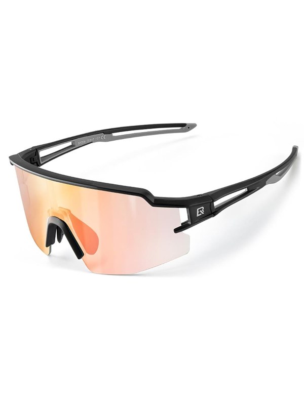 Rockbros Cycling Glasses Photochromic UV Protection with Corrective Insert Orange Lenses - Black