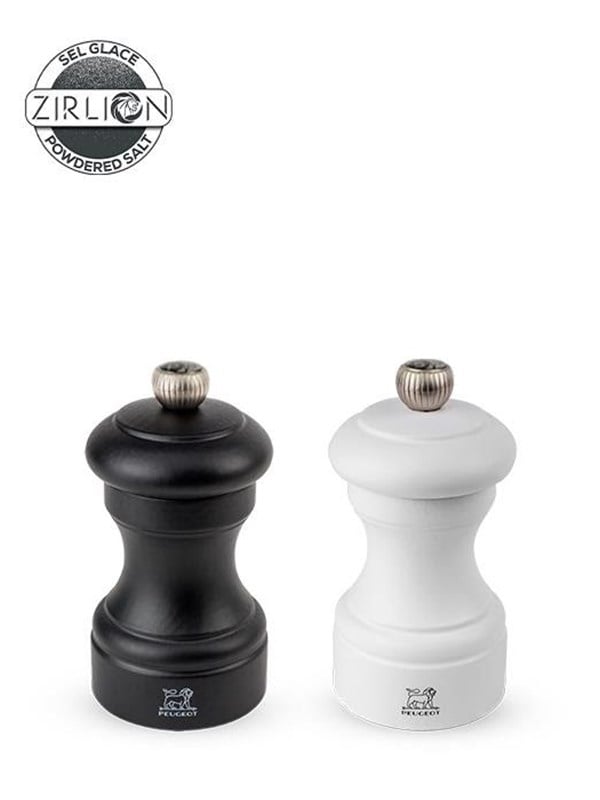 Peugeot Bistro Set of Manual Salt and Pepper Mills in Wood Matt Blanck and White 10 cm
