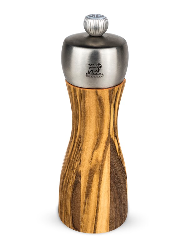 Peugeot Fidji Salt Mill in Olive Wood and Stainless Steel 15 cm