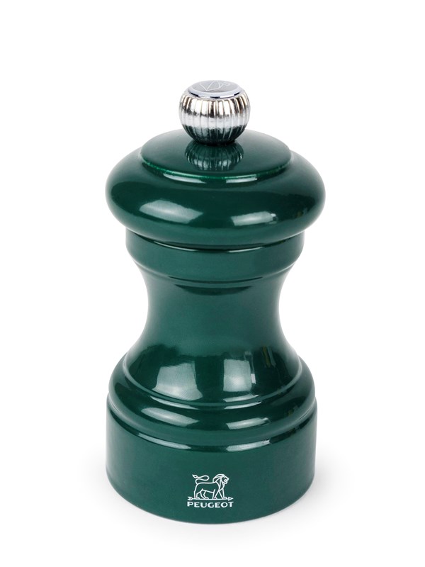 Peugeot Bistro Salt Mill in Wood Forest Green Gloss 10cm