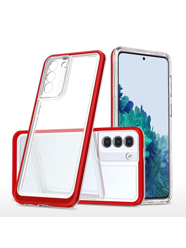 Hurtel Clear 3in1 Case for Samsung Galaxy S23 Silicone Cover with Frame Red