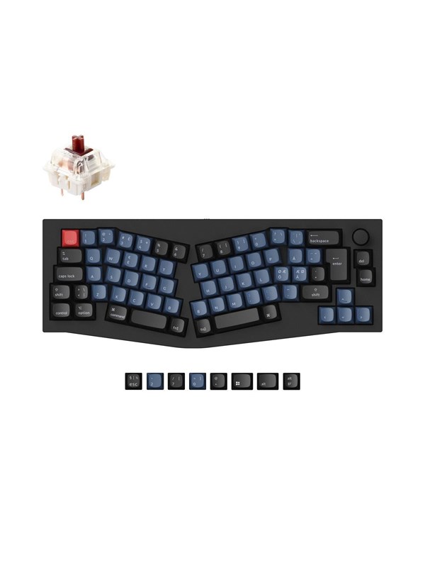 Keychron Q8 QMK Wired 65% Alice Layout - Gateron G Pro Brown - Ergonominen näppäimistö - Pohjoismainen - Musta
