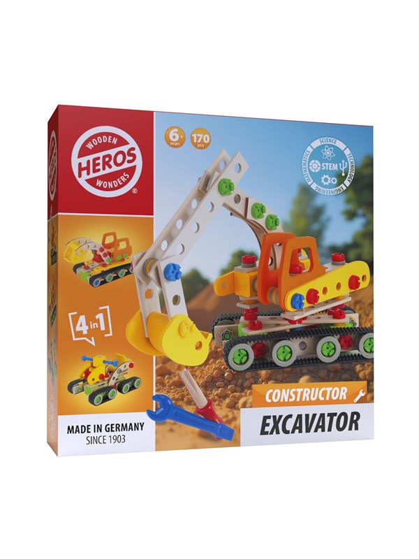 Heros Rakennussarja - 4-in-1, kaivinkone, 170 osaa