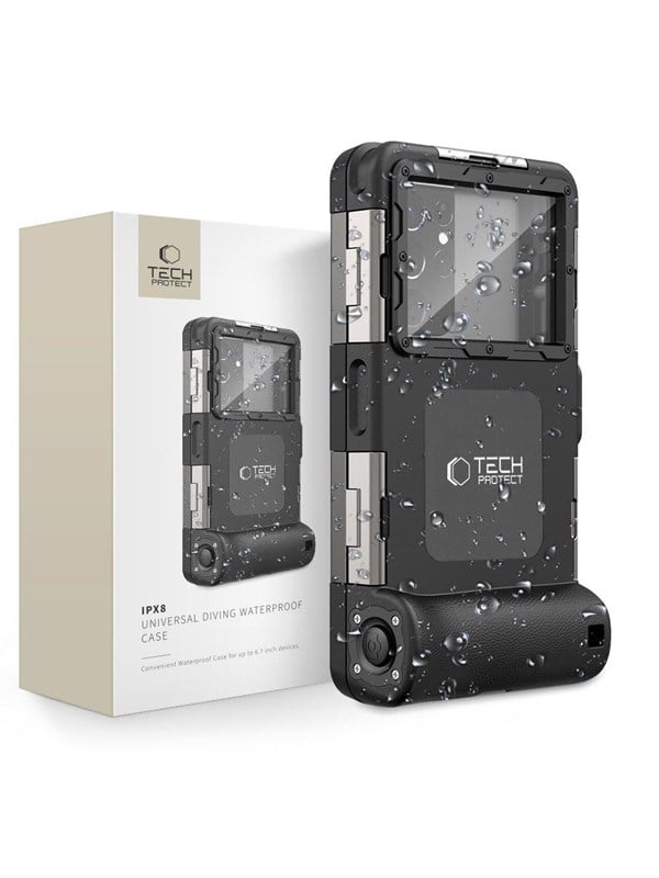 Tech-Protect Waterproof Case IPX8 Waterproof for Smartphones 4.7-6.7" - Black