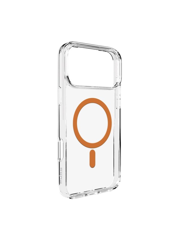 Puro Lite Mag TPU+PC Case Compatible with MagSafe for iPhone 17 Pro - Transparent with Orange Ring