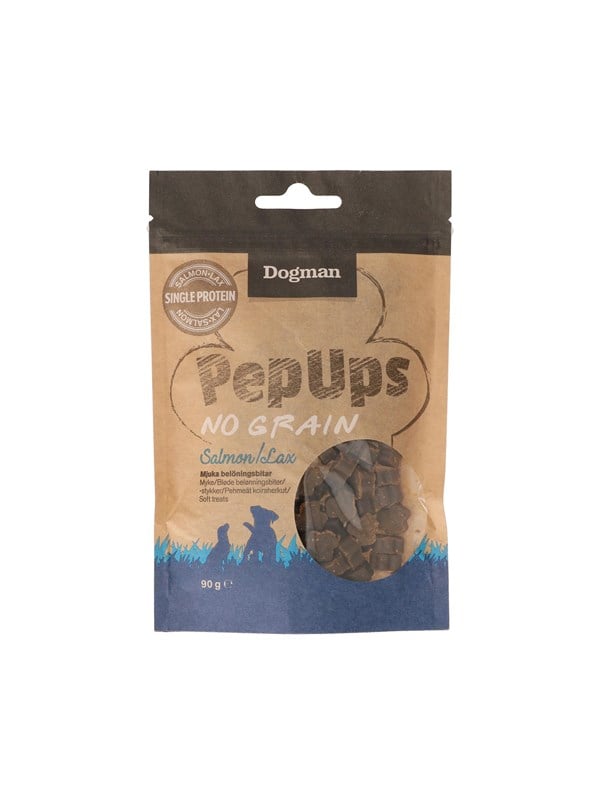 Dogman Pep Ups viljattomat lohi koiranherkut 90 g