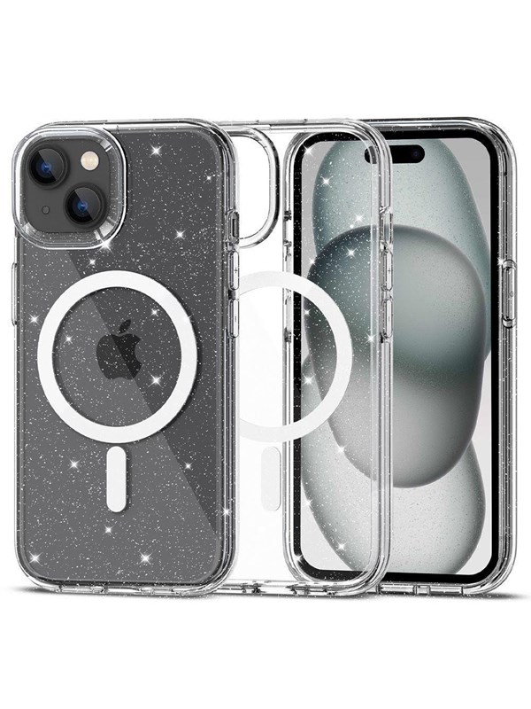 Tech-Protect FlexAir Hybrid MagSafe Case for iPhone 15 - Clear Glitter