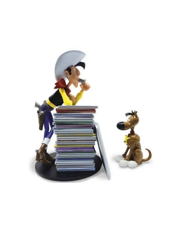 Plastoy - Lucky Luke & Rantanplan Figurine (Pile of Albums) - Figuuri