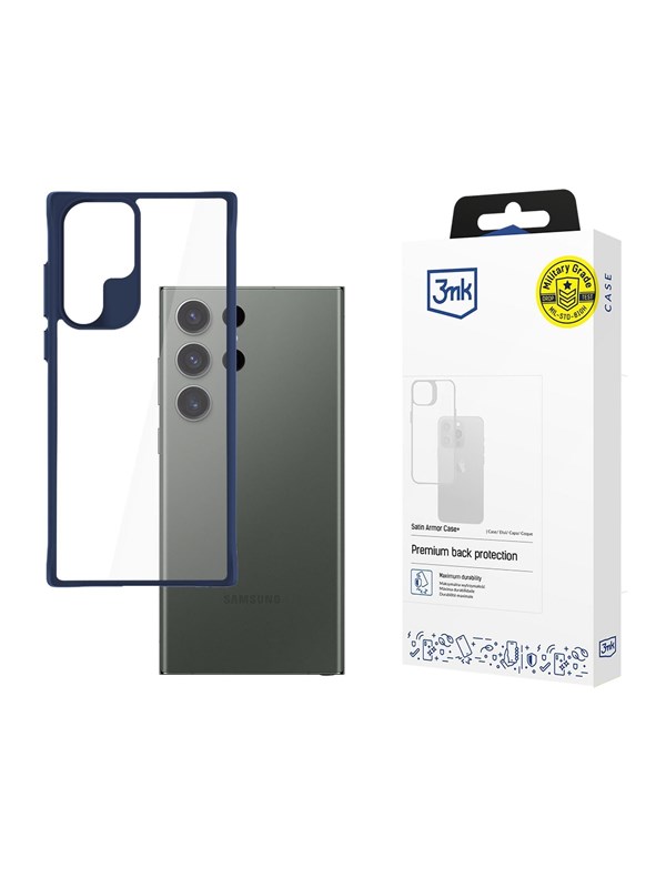3mk Satin Armor Case+ Blue for Samsung Galaxy S24 Ultra - transparent