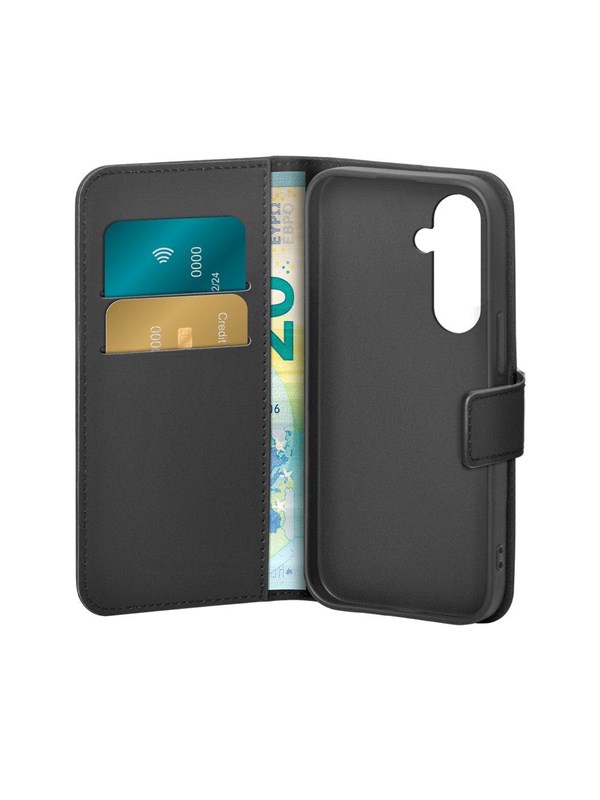 Puro PU Leather Booklet Case with Flap and Wallet for Samsung Galaxy S25+ - Black