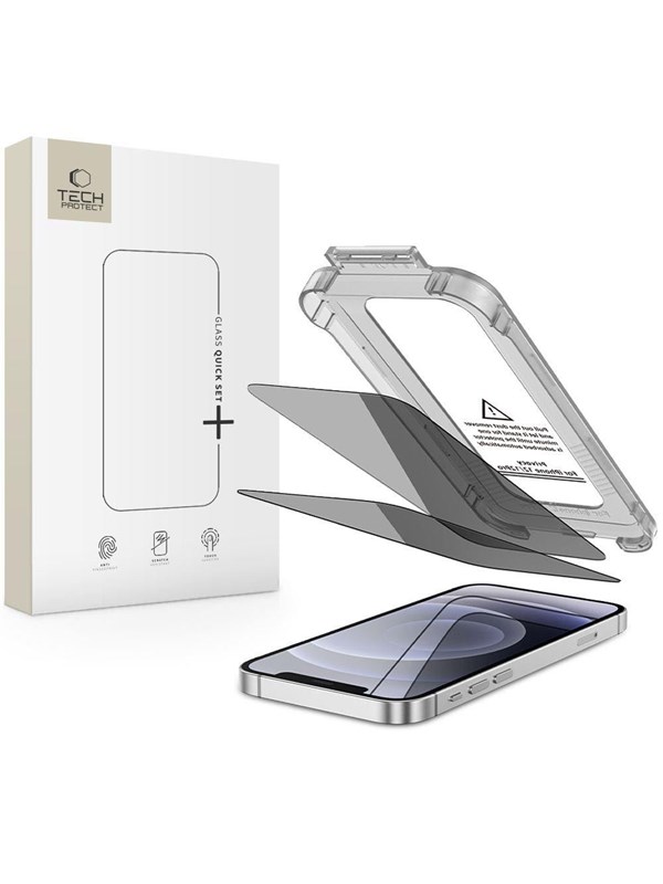 Tech-Protect Quick Set Spy+ 2-pack Privacy Glass for iPhone 12 / 12 Pro
