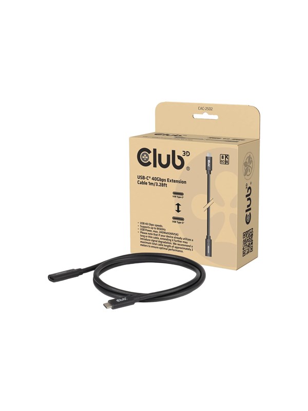 Club 3D CAC-2502 - USB-C extension cable - USB-C to USB-C - 1 m