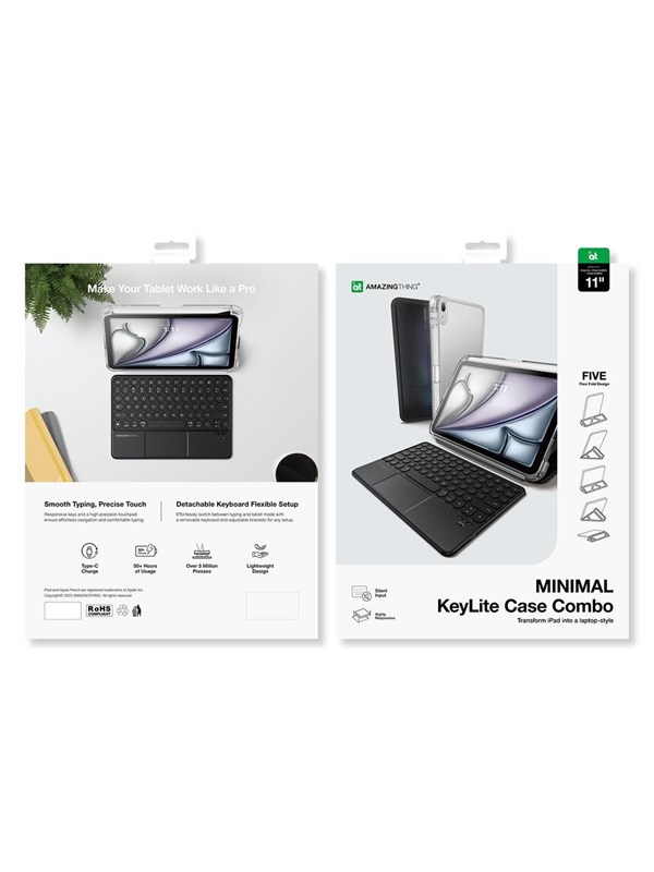 AmazingThing Minimal Case KeyLite Combo Keyboard Case for iPad Air 11"" M2/M3/M4 (2024/2025/2026) - Black