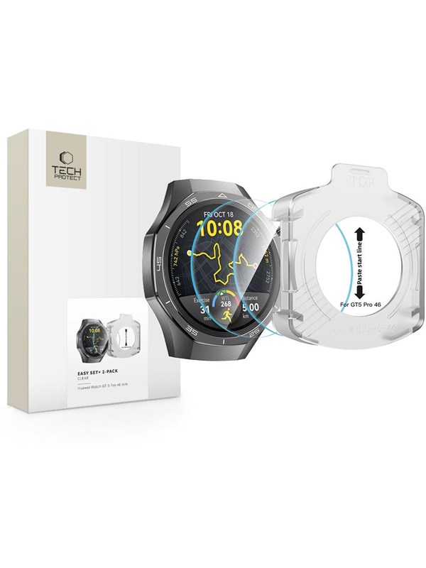 Tech-Protect Easy Set+ 2-pack Tempered Glass for Huawei Watch GT 5 Pro 46mm - Clear